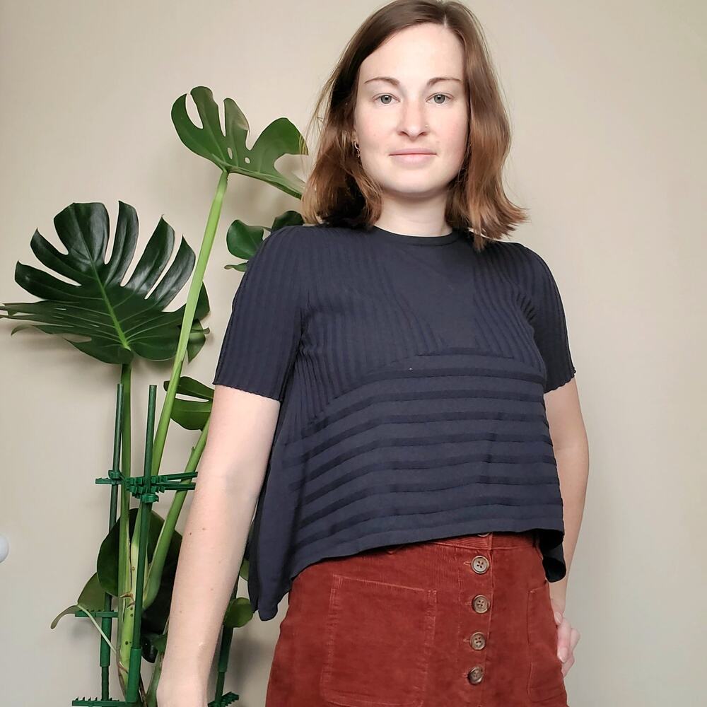 Opening Ceremony Knit Peplum Crop Top Black XS